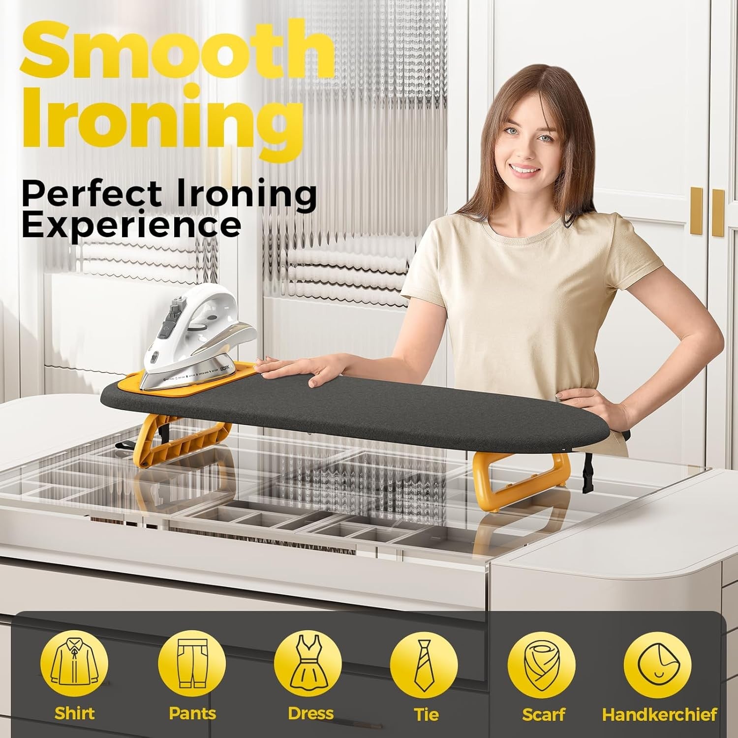 Tabletop Ironing Board Mini Folding Iron Board for Travel Dorm Small Spaces