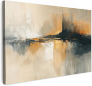 Abstract Black Beige Canvas Wall Art 60x40cm Framed Modern