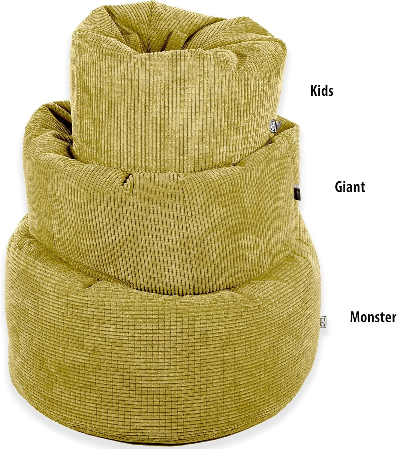 Monster Corduroy Bean Bag Chair Lime XL Soft Lounge Seat Adult Kids