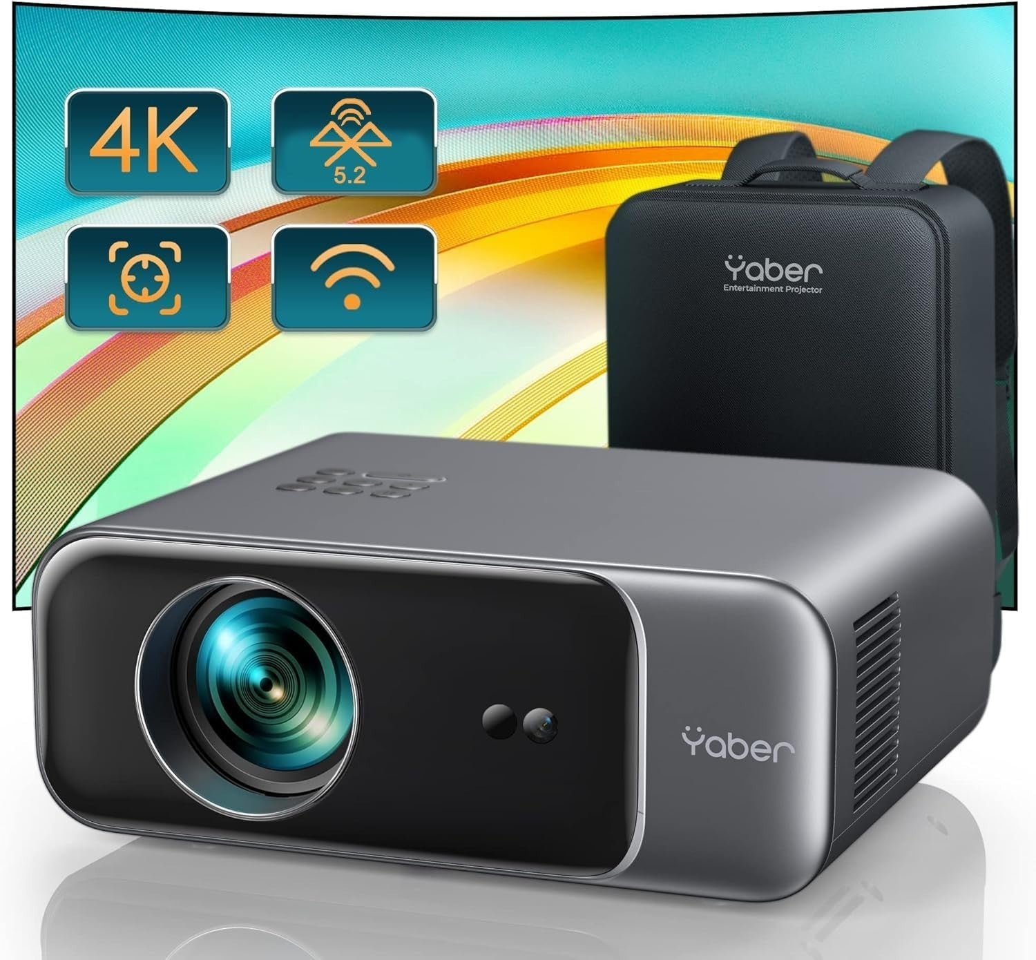 1080P WiFi6 Smart Projector Auto Focus 6D Keystone 4K