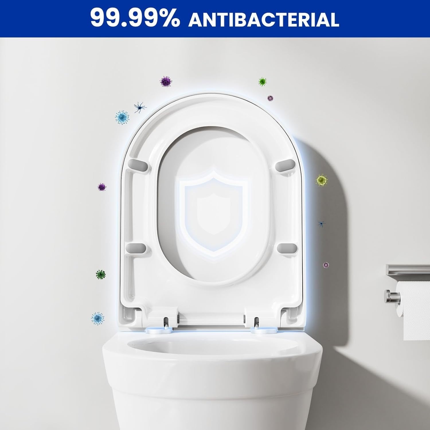 White D-Shape Toilet Seat Soft Close Quick Release Durable Thermoplastic