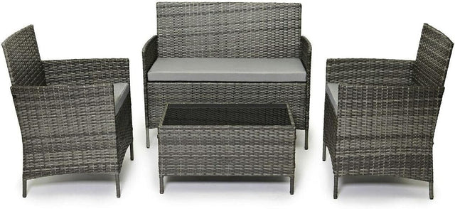4-Seater Grey Rattan Garden Sofa Set | Weatherproof Outdoor Patio Furniture