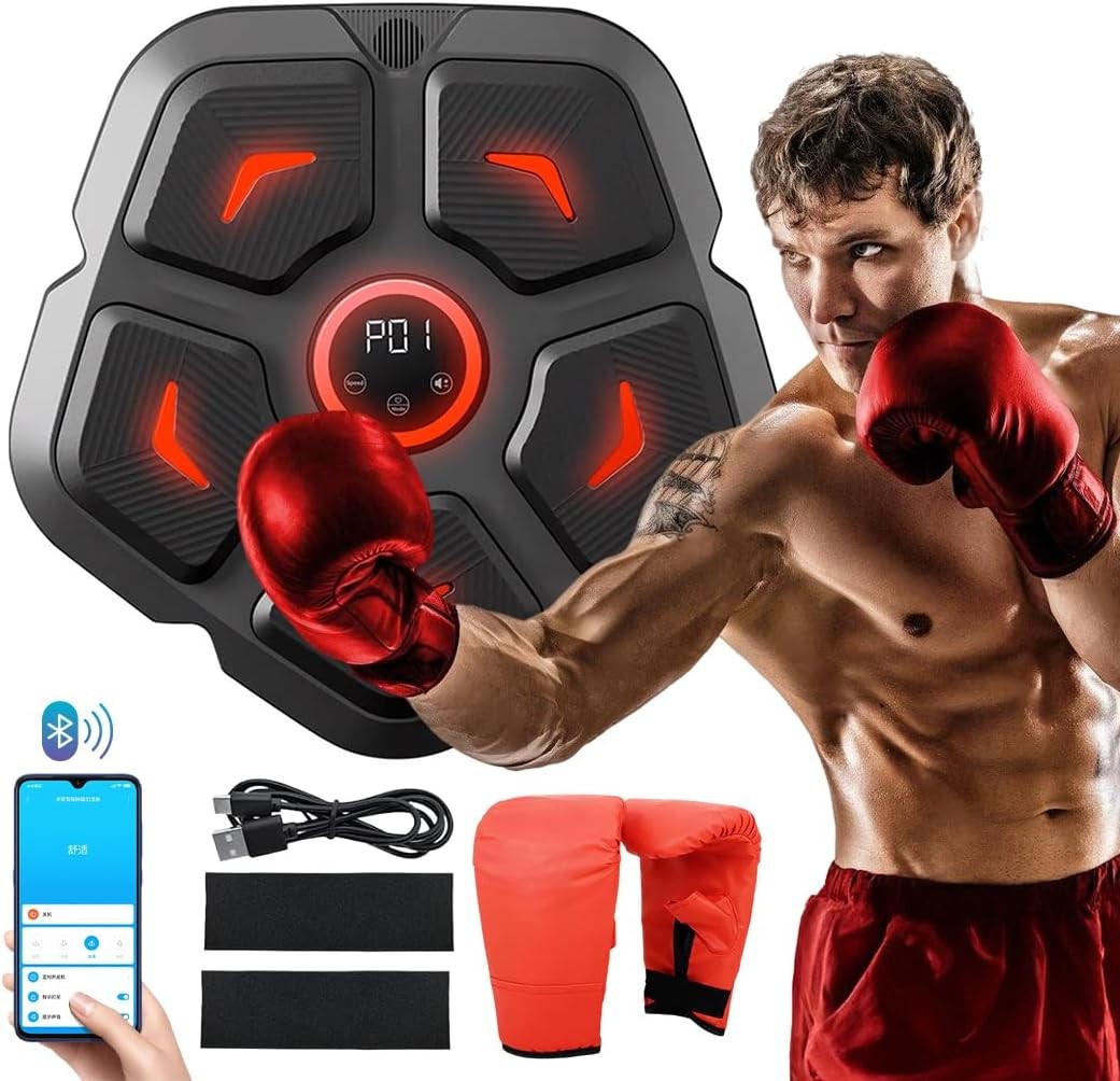 Music Boxing Machine Bluetooth LED Wall Punch Trainer Home Gym Fitness