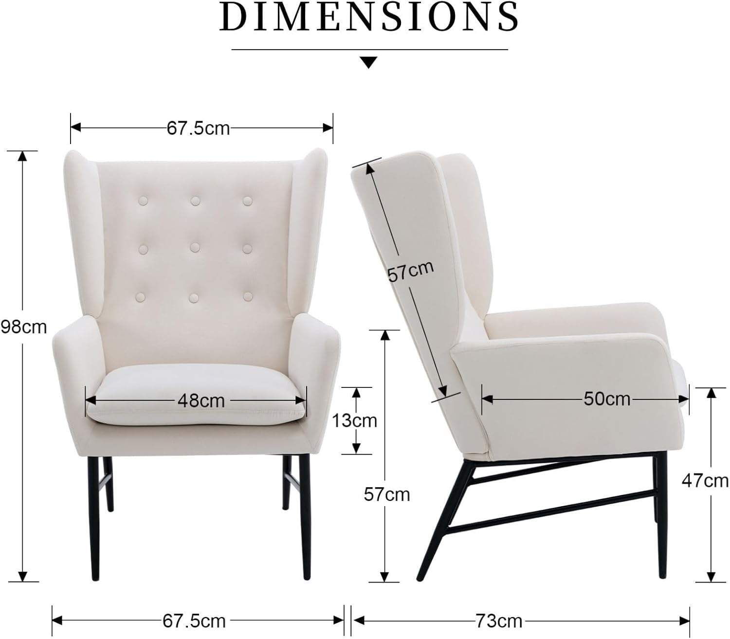 Beige Velvet Accent Armchair Tufted Back Lounge Chair Metal Legs Modern Seat