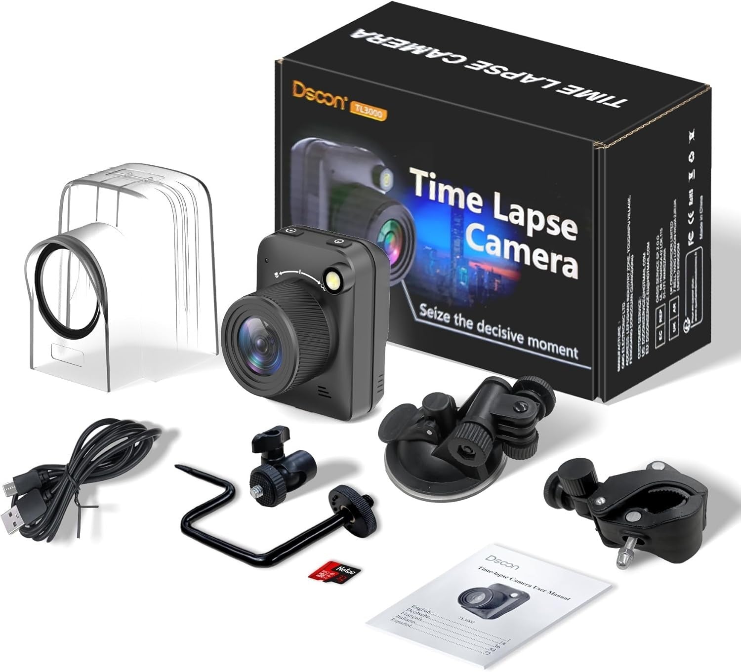 4K Time Lapse Camera Outdoor Waterproof Construction Camera 64GB IP66