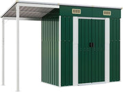 Metal Garden Shed Outdoor Tool Firewood Bike Storage 277x111x181cm Green