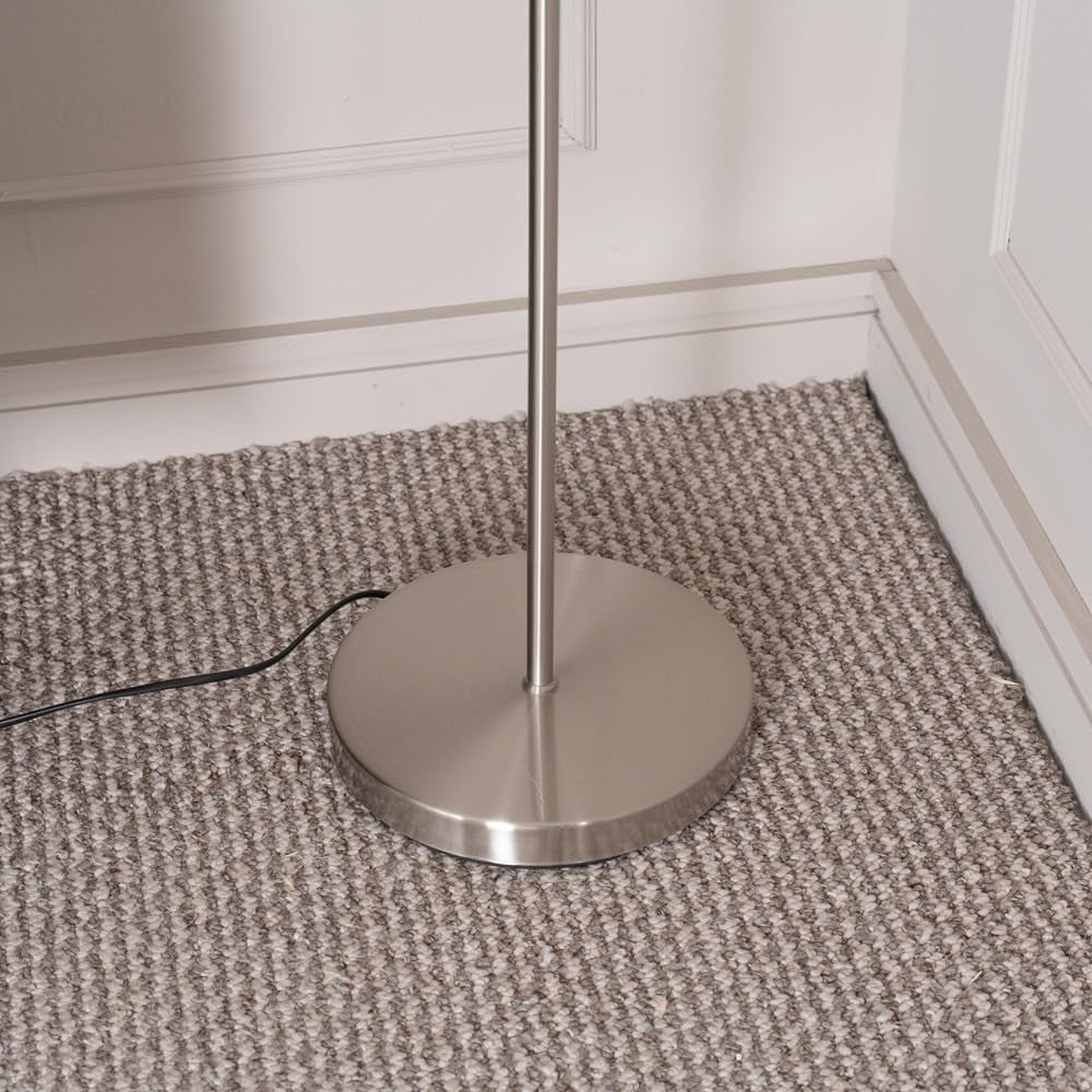 3 Arm Curved Floor Lamp Brushed Chrome Modern Standing Light with Bulbs