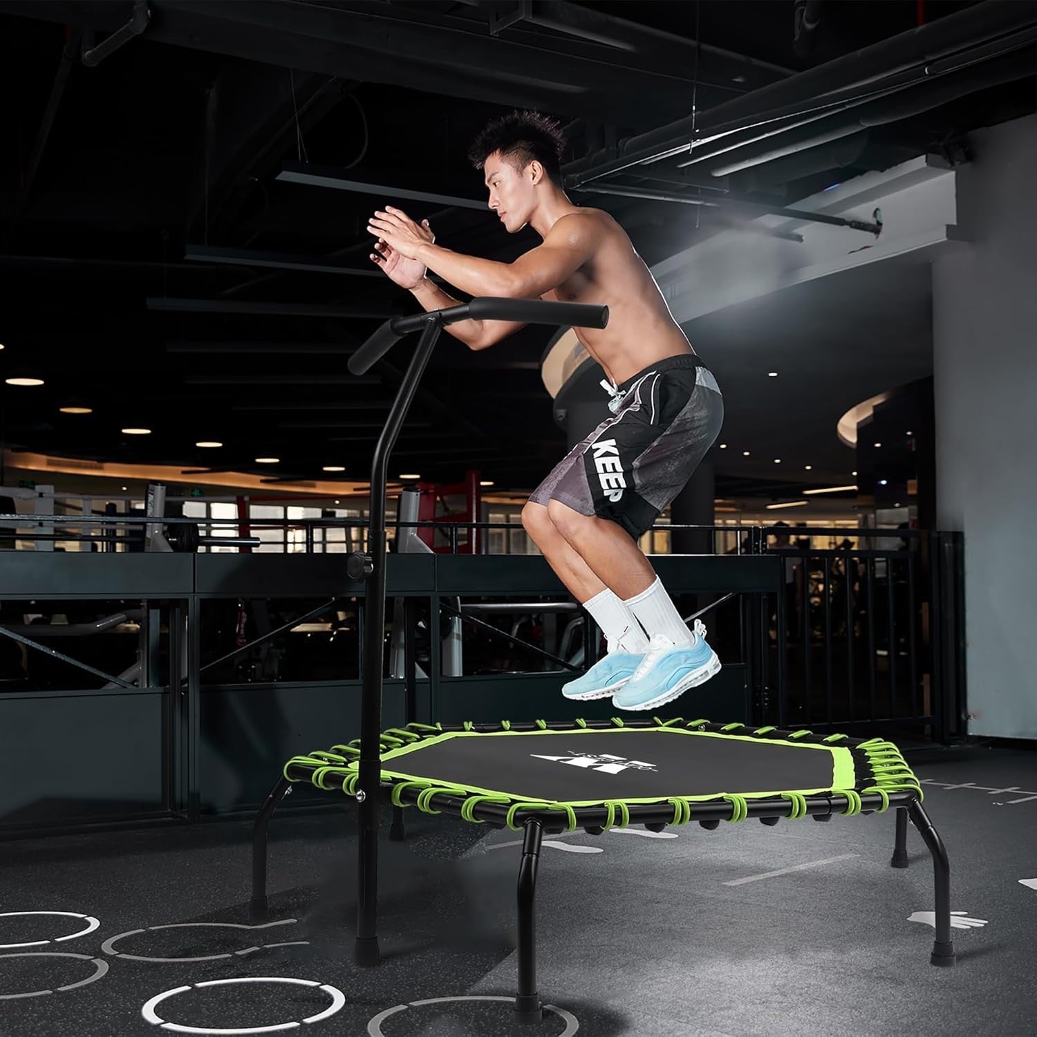 48'' Bungee Rebounder Mini Trampoline Adjustable Handle Silent 150KG