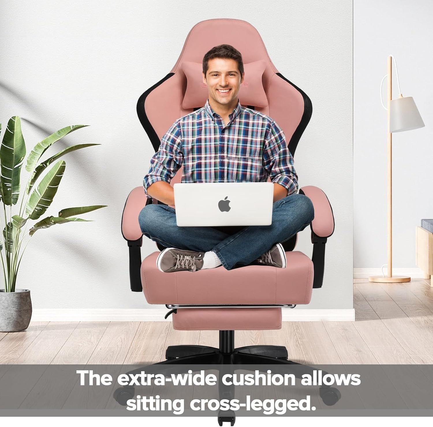 Fabric Gaming Chair with Footrest Ergonomic Reclining Desk Seat