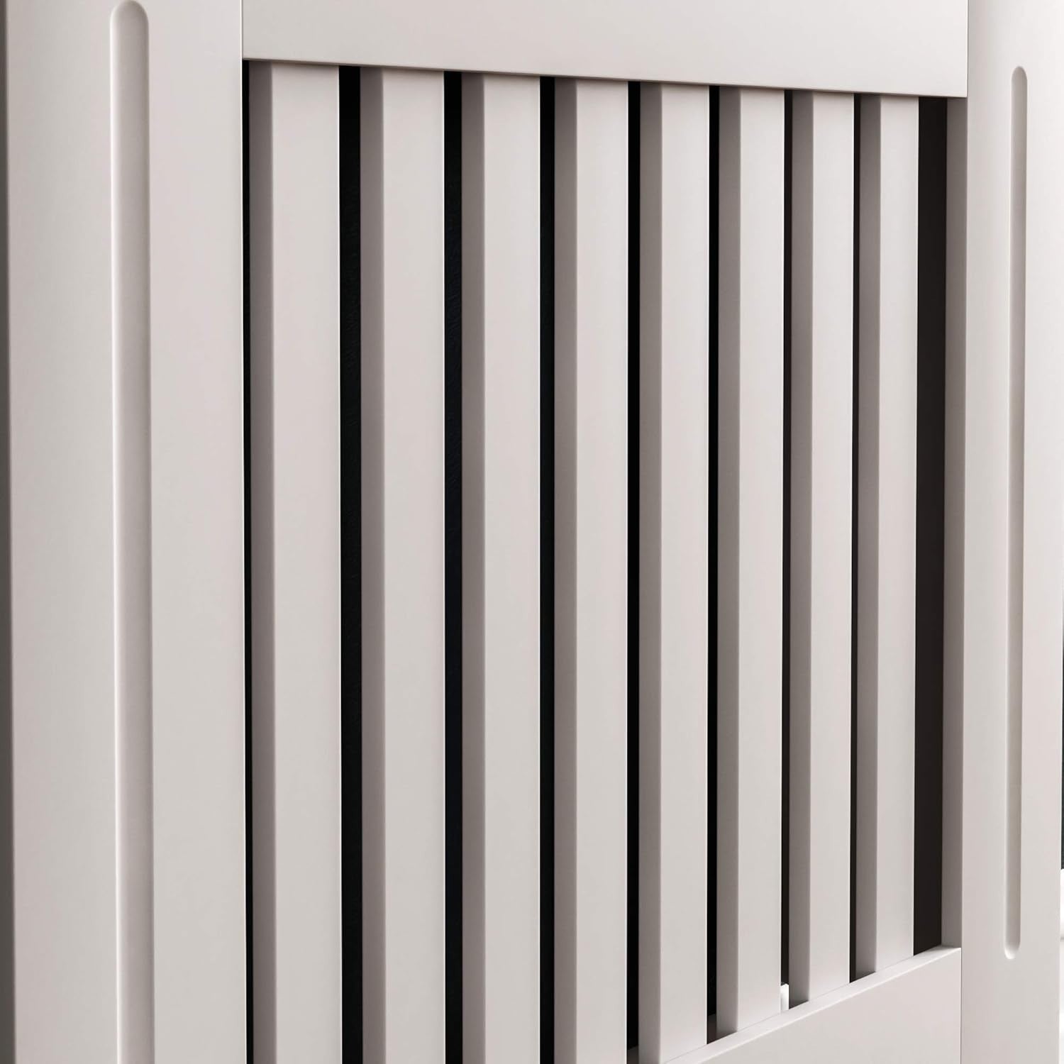 White Radiator Cover Cabinet Small MDF Modern Slatted Grill with Wood Top Shelf