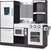 Wooden Kids Play Kitchen Pretend Cooking Set w/ Fridge Oven Sink
