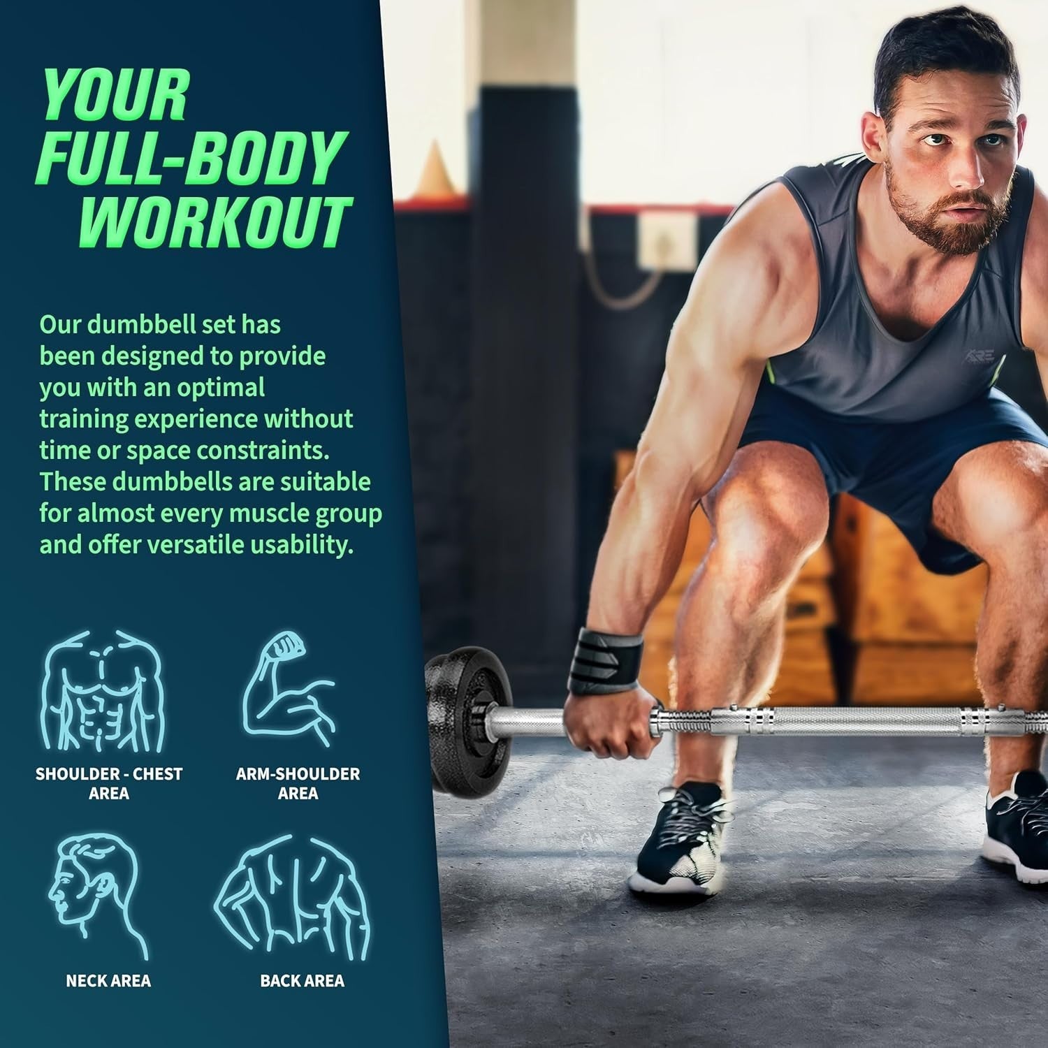 2-in-1 30KG Weight Set Dumbbell to Barbell Spinlock Home Strength Kit