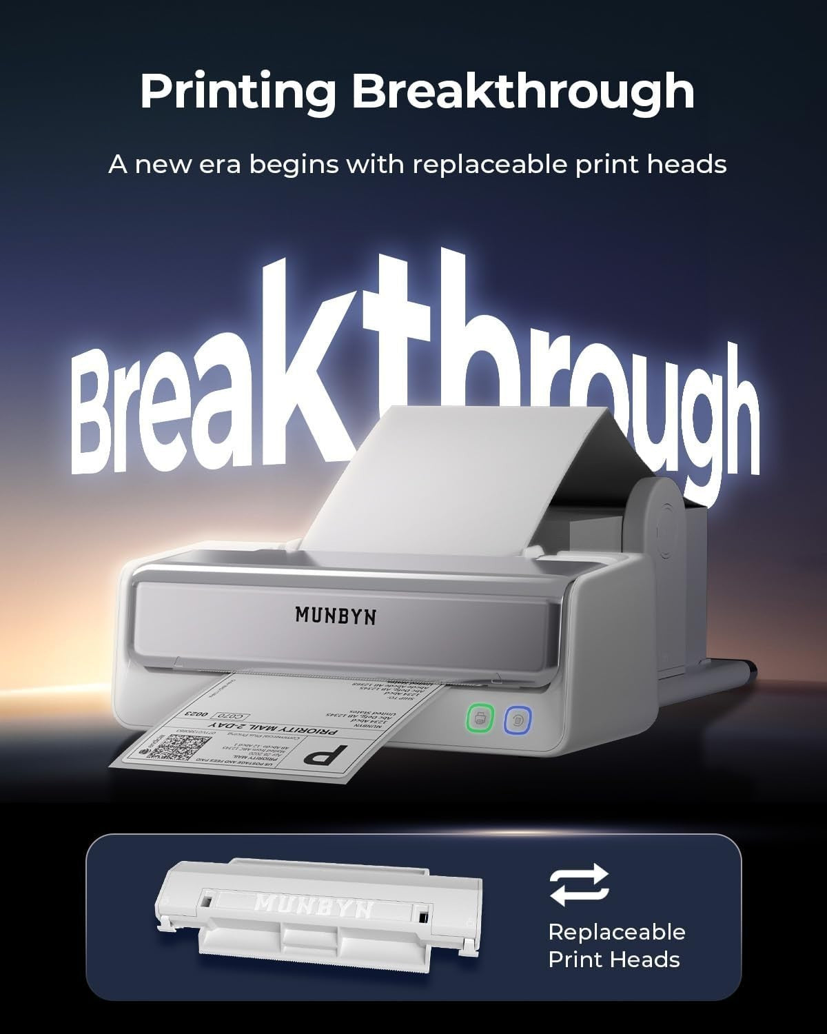 White Bluetooth Thermal Label Printer 4x6 Shipping with Holder