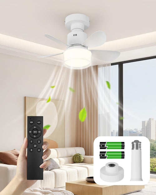 Olutula Dimmable Ceiling Fan, 4 Speed, LED Light, E27 Base, Remote