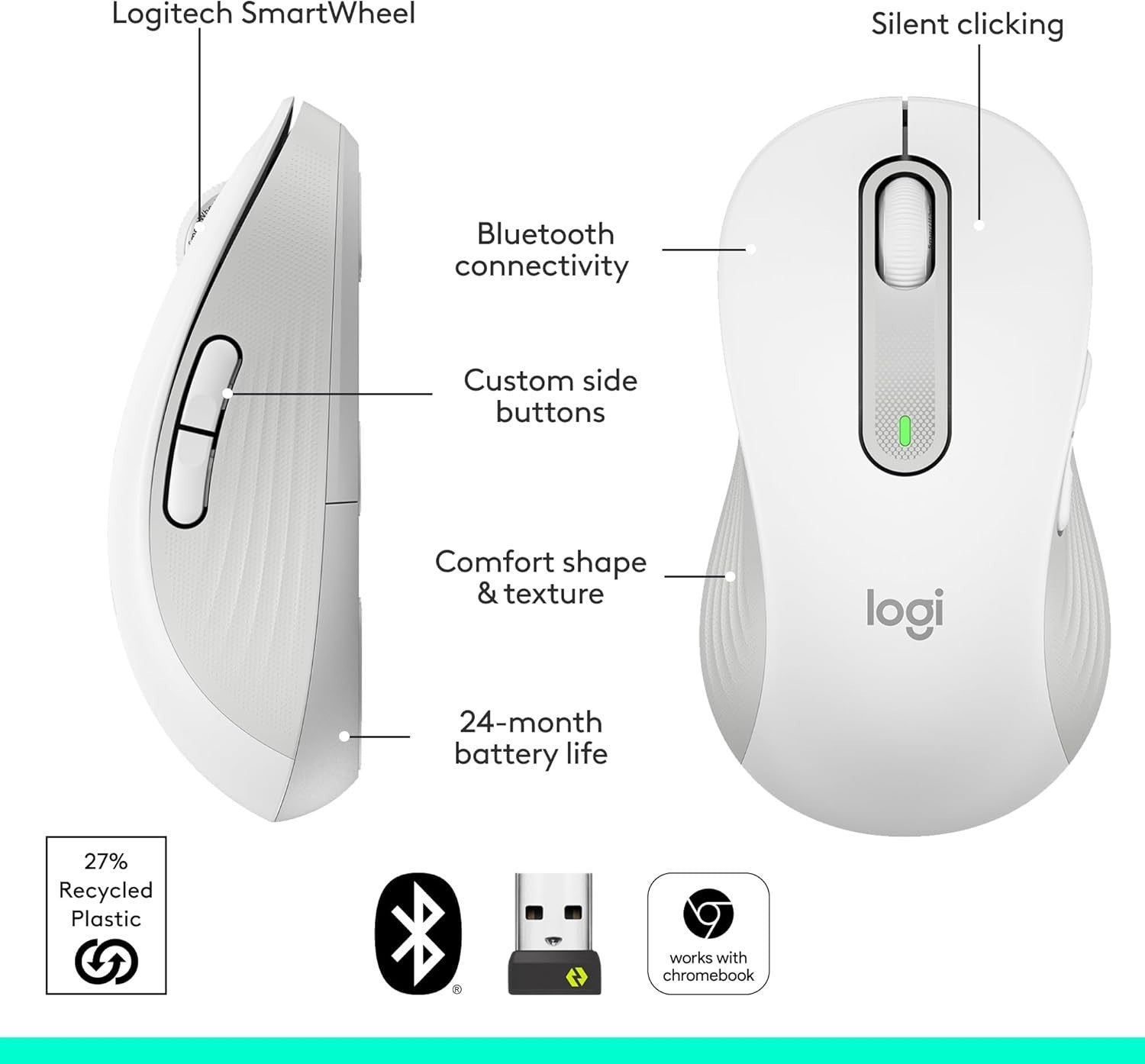 Left Hand Wireless Mouse Large Hands Silent Click Ergonomic Bluetooth PC Mac