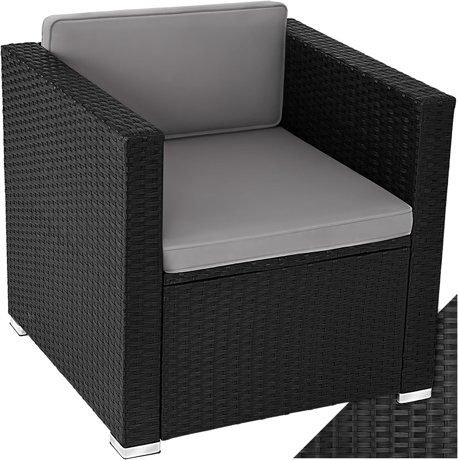 Black Rattan Garden Armchair Cushioned Lounge Seat Patio Conservatory