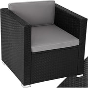 Black Rattan Garden Armchair Cushioned Lounge Seat Patio Conservatory
