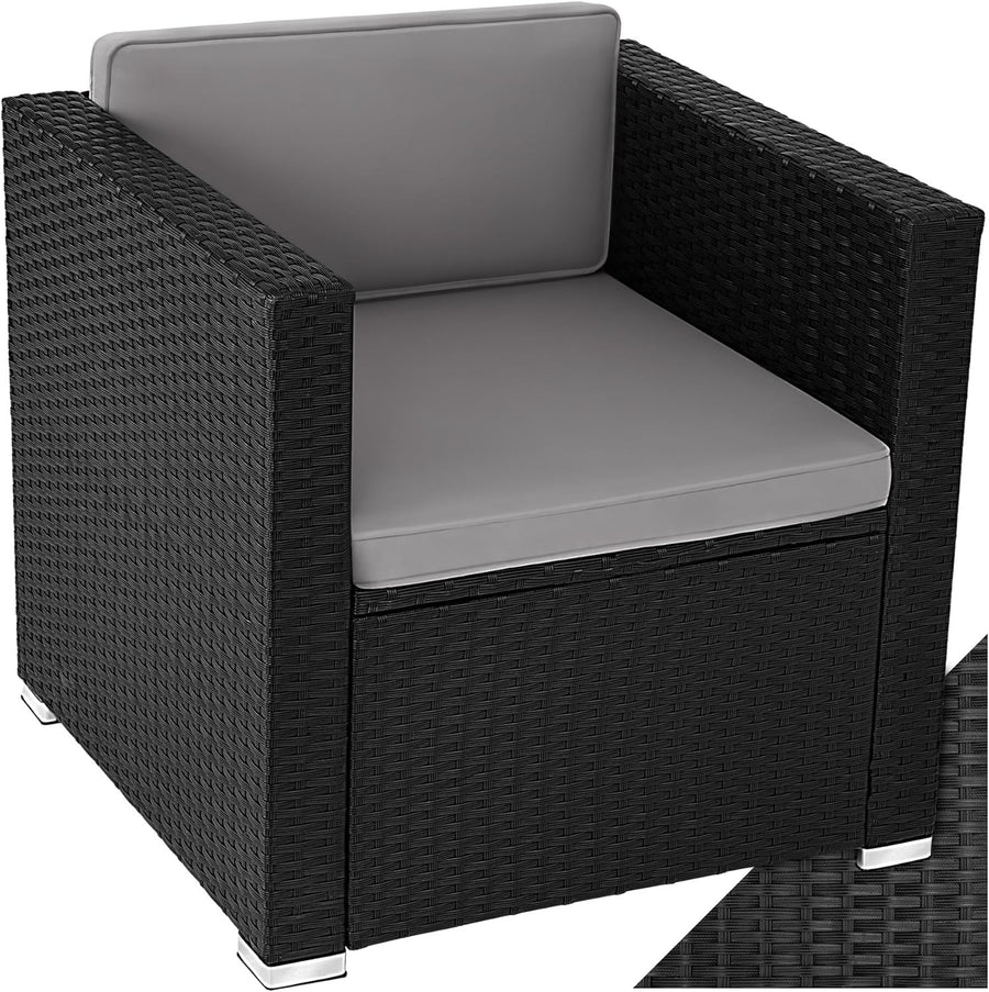 Black Rattan Garden Armchair Cushioned Lounge Seat Patio Conservatory