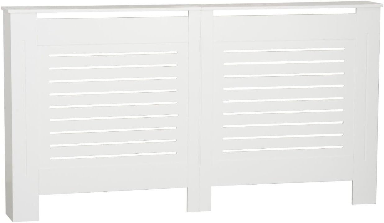 Modern Wooden Radiator Cover MDF Grill Cabinet Shelf | White Large | Decorative