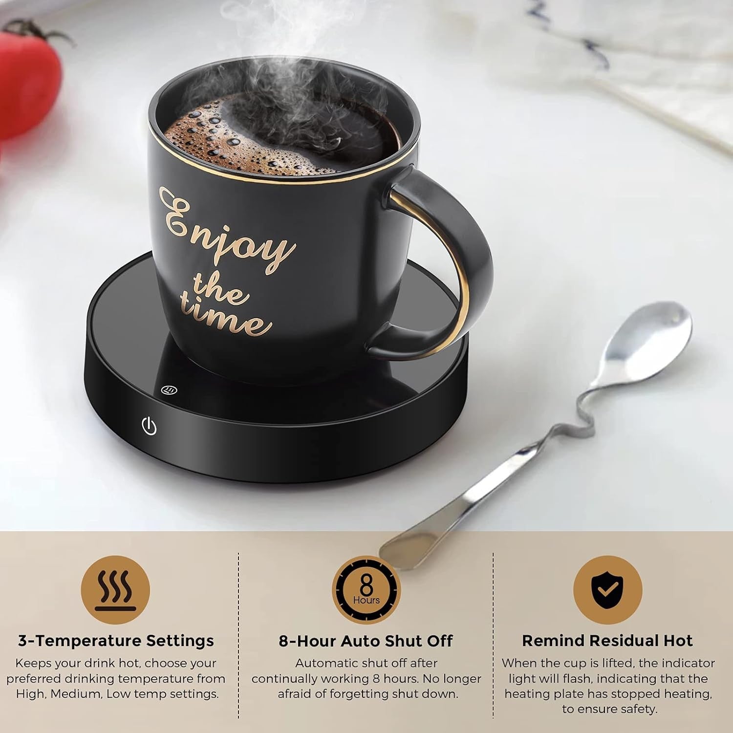 Coffee Mug Warmer 3 Temp Auto Shut Off Desk Heater 8H Timer