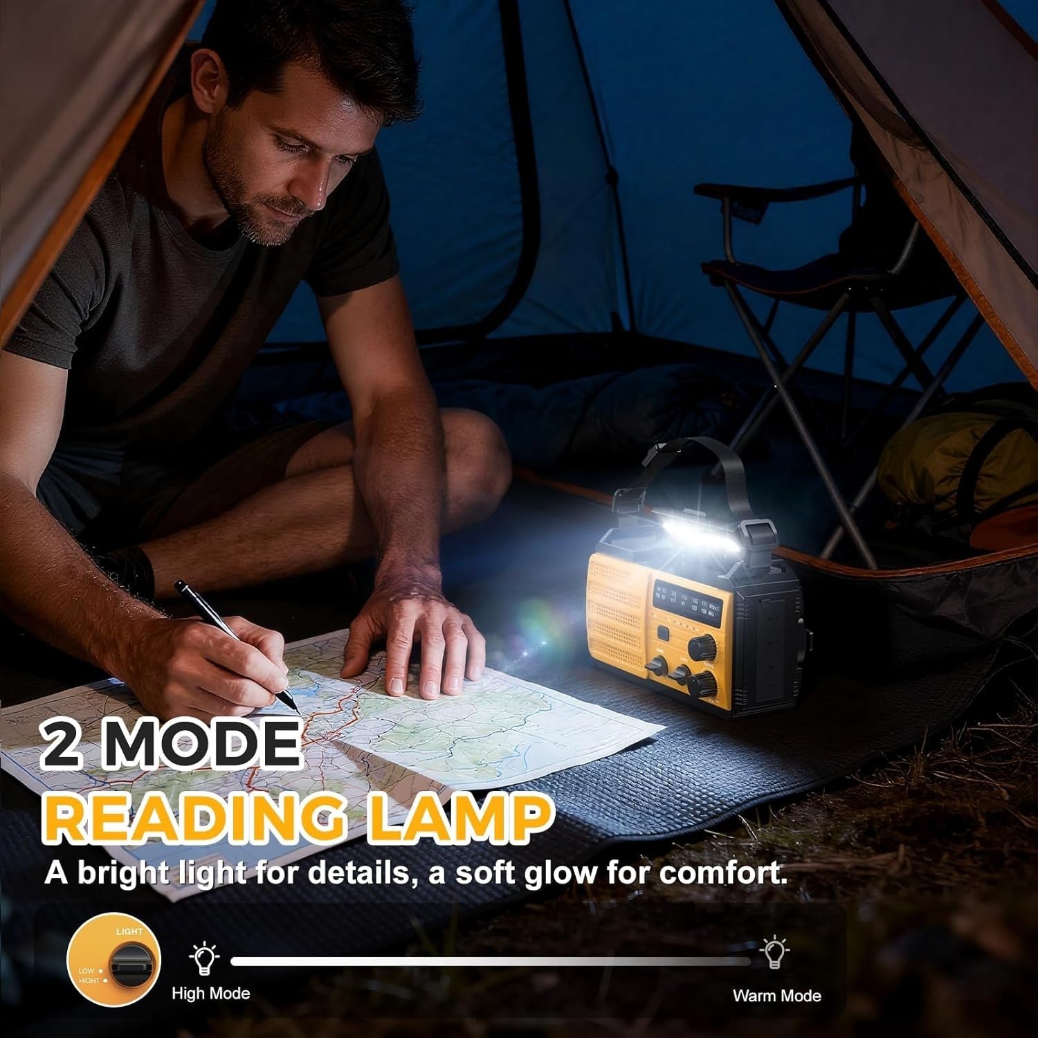 8000mAh Emergency Wind Up Radio Solar AM/FM USB Charger SOS