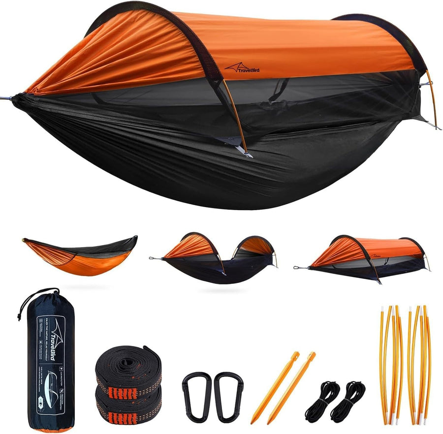 Camping Hammock Tent Vitality Orange 2-Person | 290x140cm Bug Net & Rainfly
