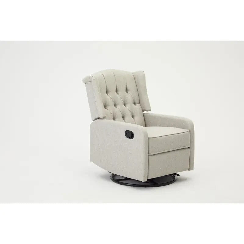 Grey Recliner Armchair Swivel Wing Back Lounge Chair with Footrest Seat