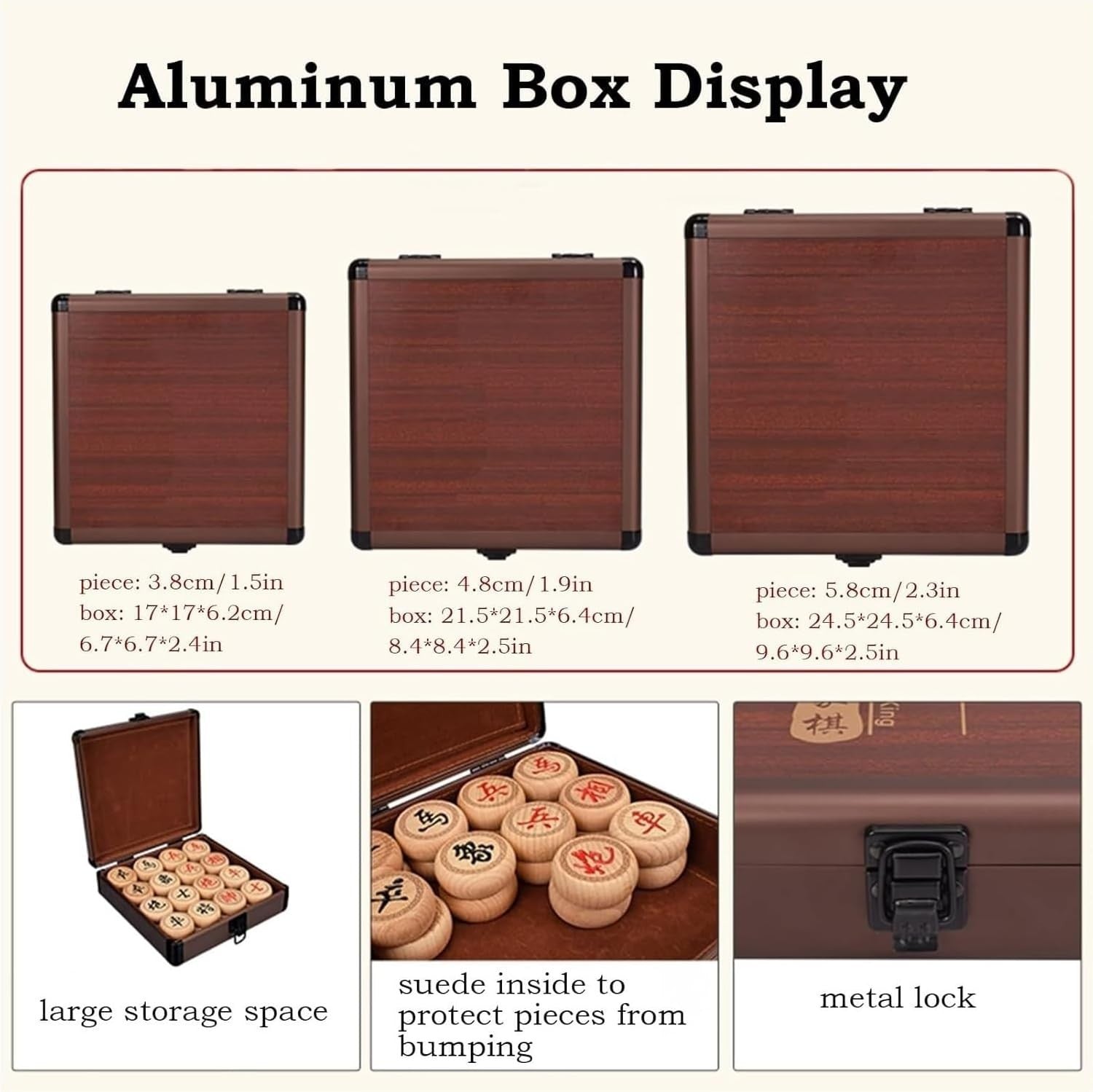 Beechwood Xiangqi Travel Chess Set Leather Board Gift Box 2 Player