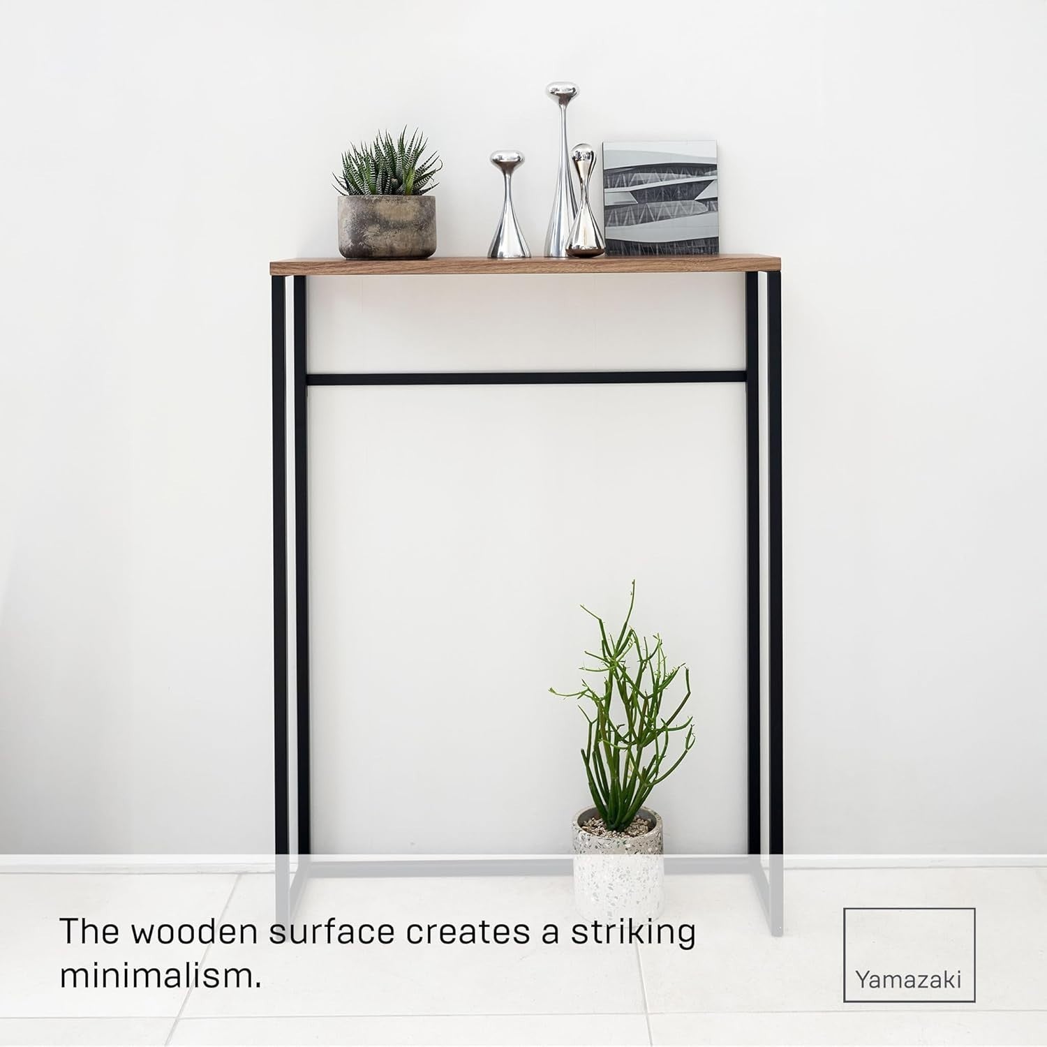 Slim Console Table with Storage Hooks – Space-Saving Minimalist Desk