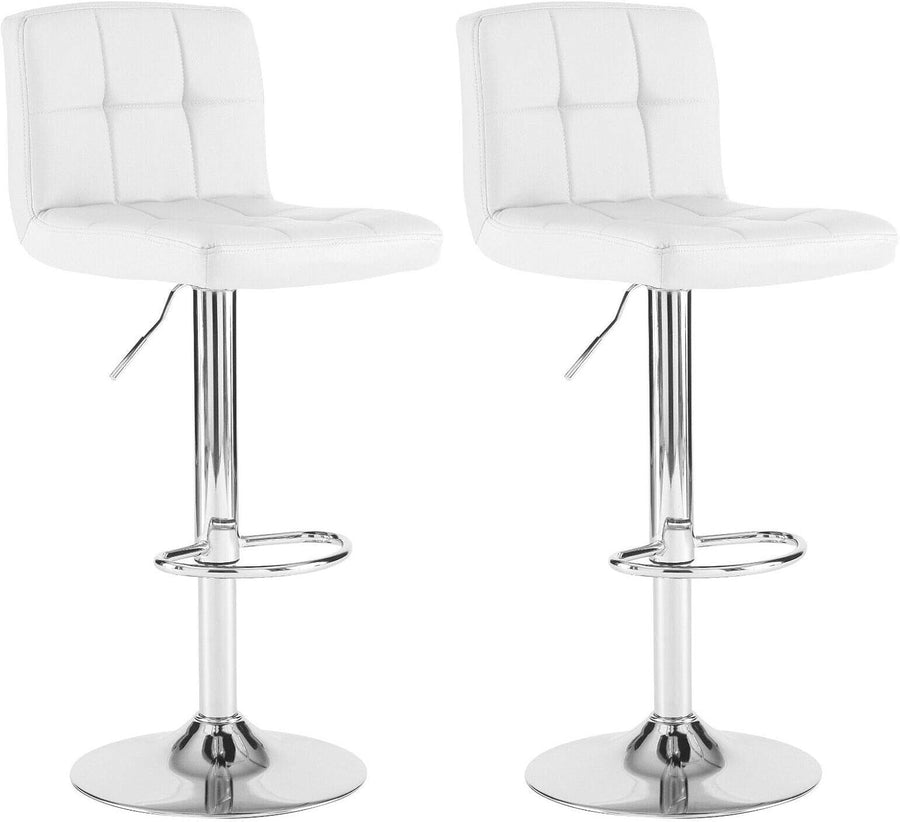Adjustable Swivel Bar Stools Set of 2 | White Faux Leather Chrome