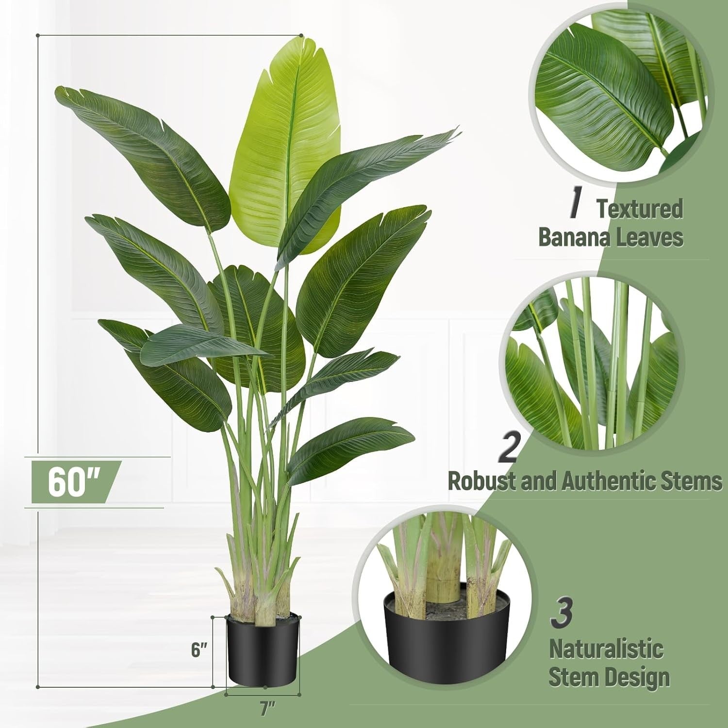 Set of 2 Bird of Paradise Plants 150cm Lifelike Indoor Potted Tropical Banana