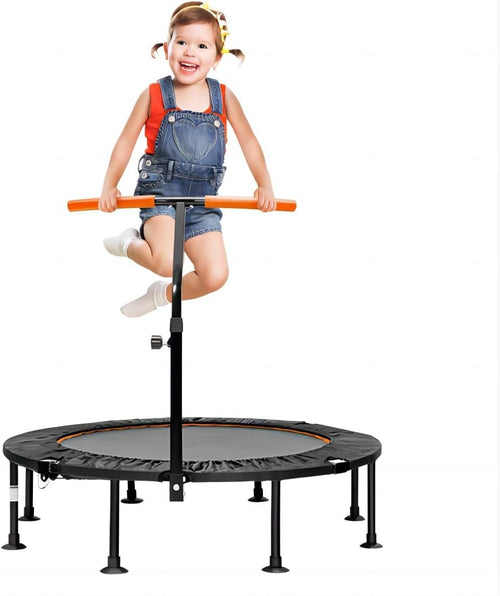 45'' Mini Trampoline with Adjustable Handle Foldable Fitness Rebounder Orange