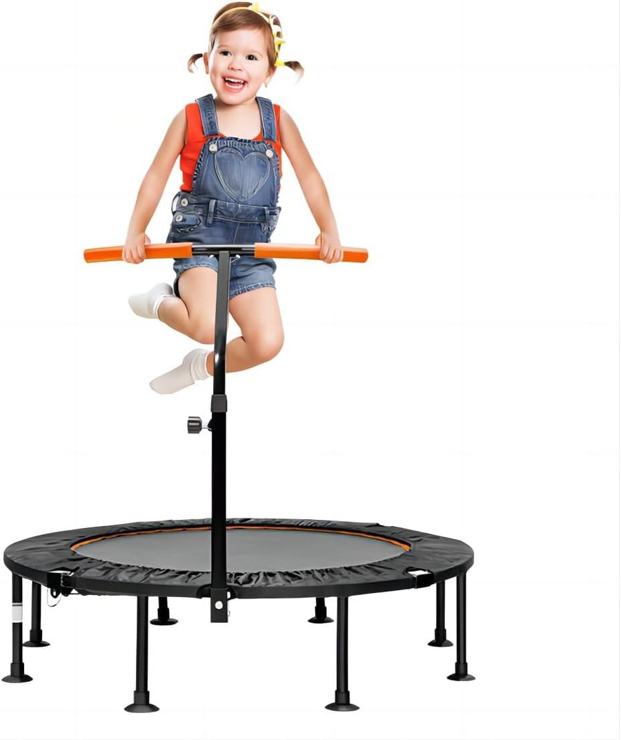 45'' Mini Trampoline with Adjustable Handle Foldable Fitness Rebounder Orange