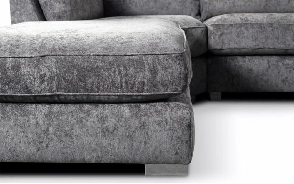 Grey U-Shape 5 Seater Modular Sofa – Comfy Sectional Couch with Footstools