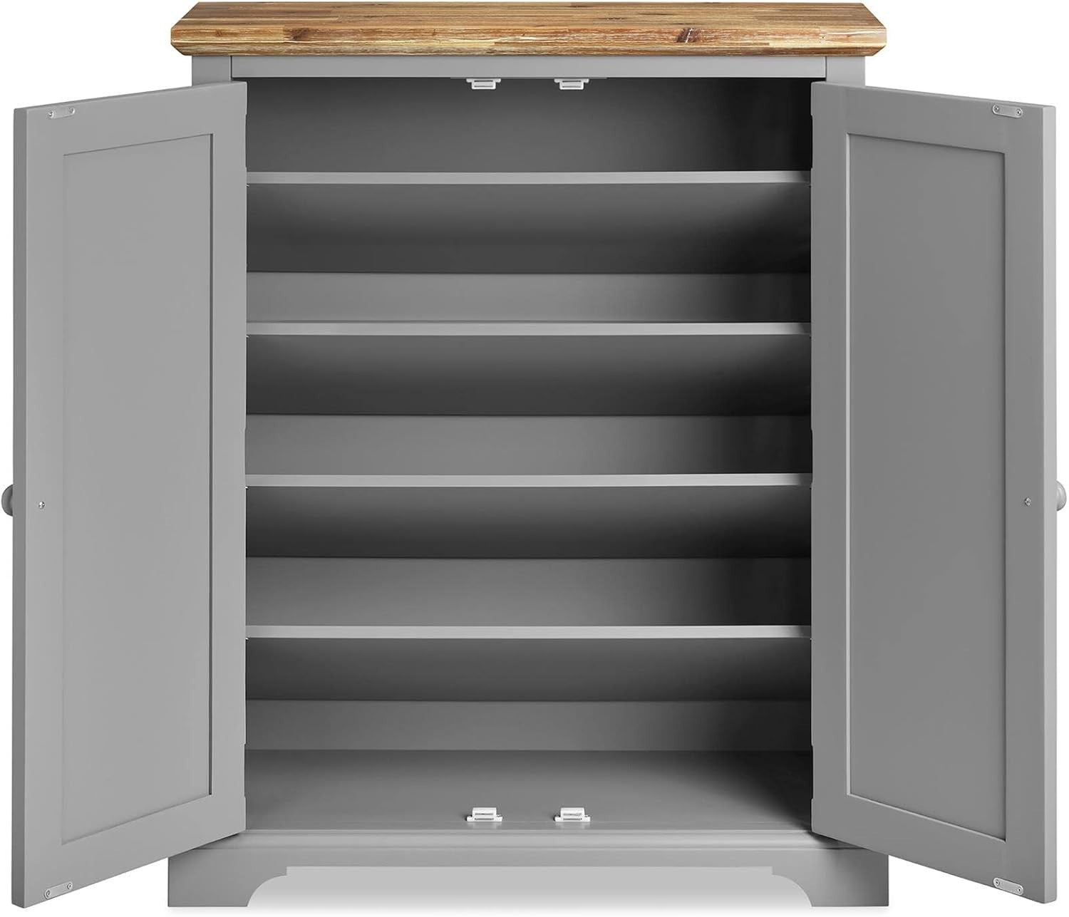 Slim Wooden Shoe Cabinet with Adjustable Shelves & Airflow Doors – Dove Grey