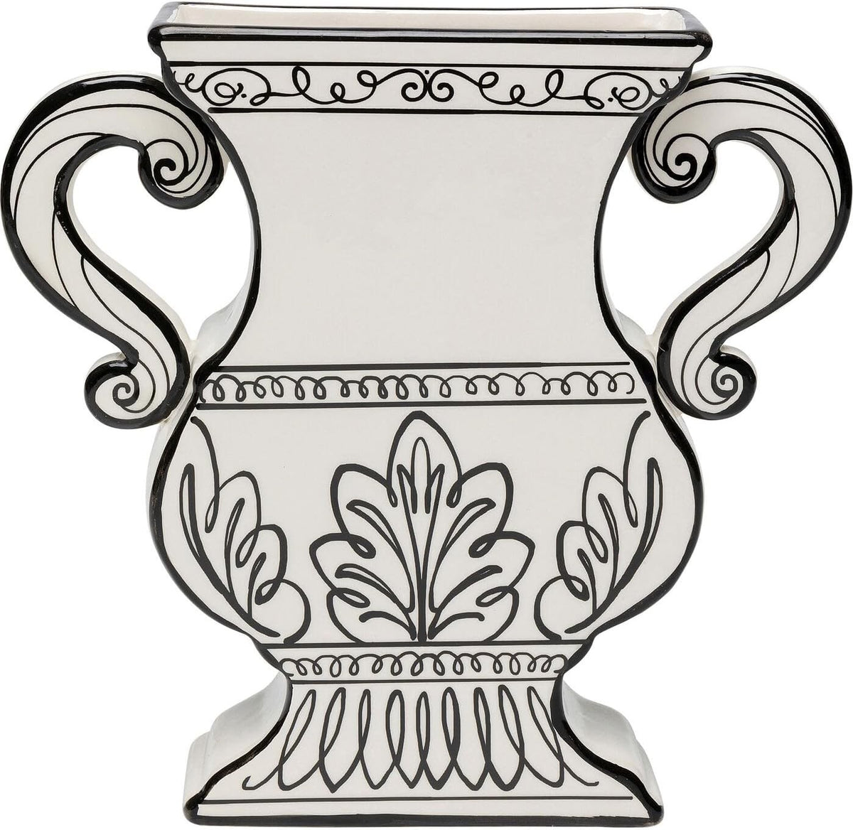 Antique Style Black White Ceramic Vase 23cm – Classic Table Flower Decor