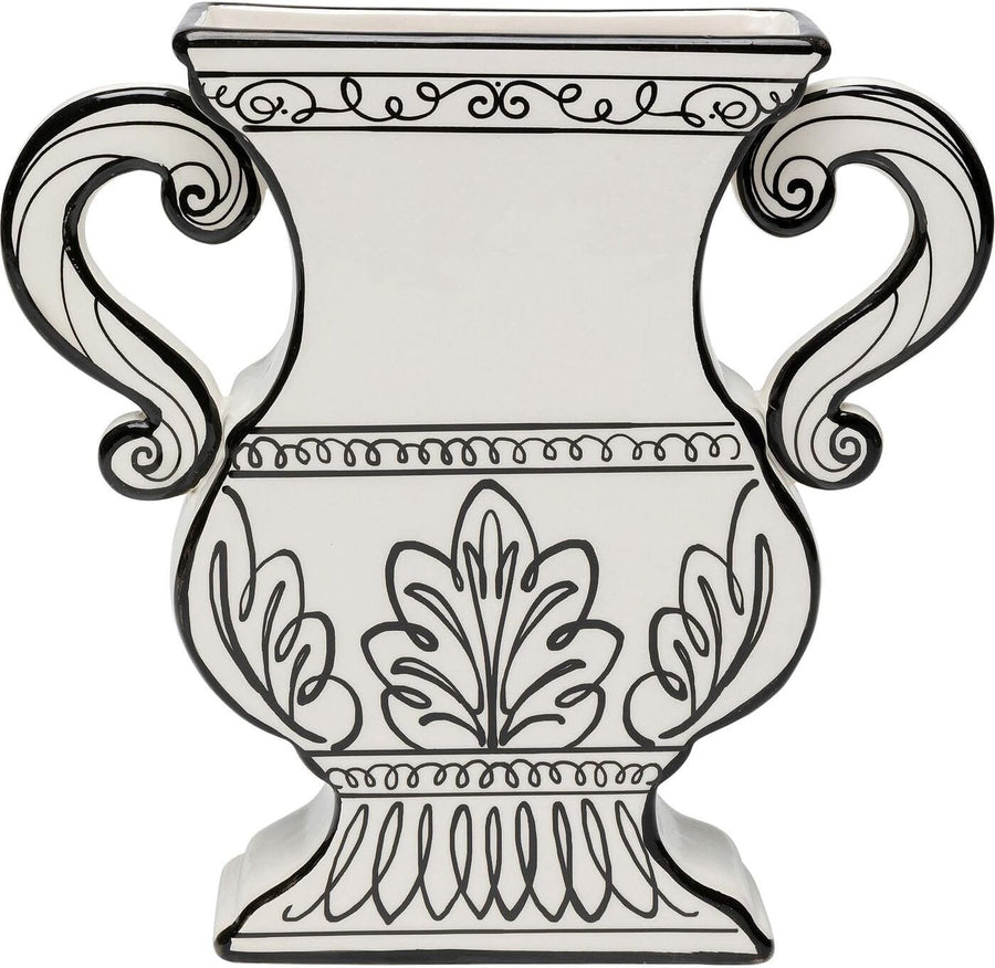 Antique Style Black White Ceramic Vase 23cm – Classic Table Flower Decor