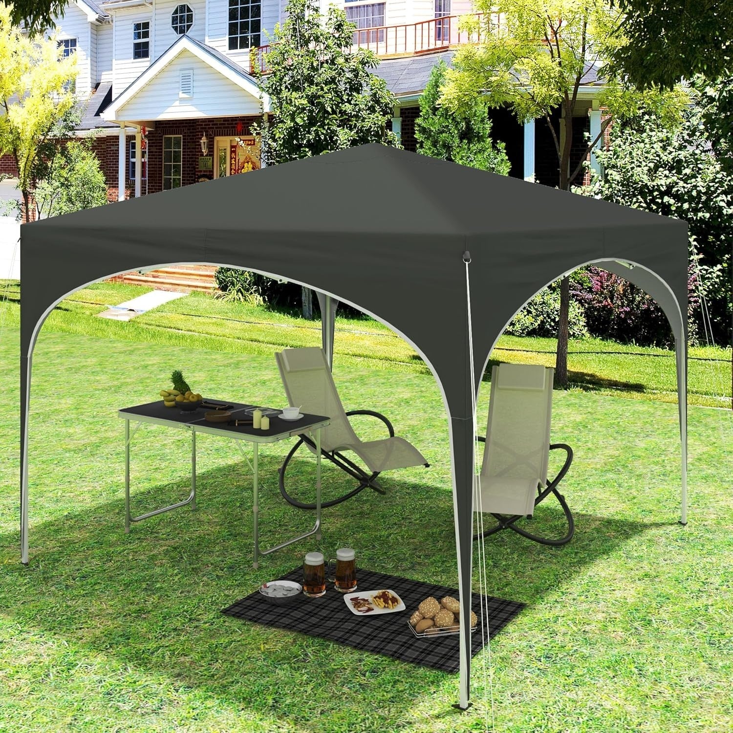 3x3M Pop-Up Gazebo Folding Event Tent Waterproof UV-Protected Grey