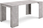 Extendable Folding Dining Table Console for 8 in Modern Concrete Finish