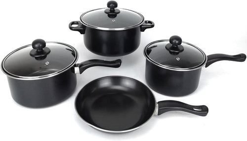7pcs Non Stick Cookware Set with Glass Lids – Frying Pan, Saucepans & Casserole