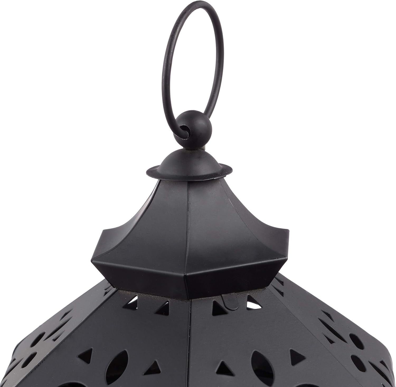 Set of 3 Black Metal Vintage Lanterns Candle Holders Indoor Outdoor