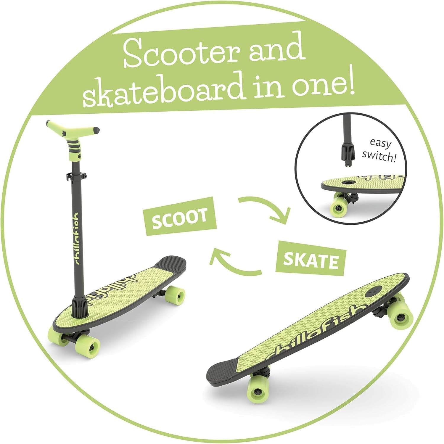 2-in-1 Kids Scooter & Skateboard Adjustable Handlebar Pistachio