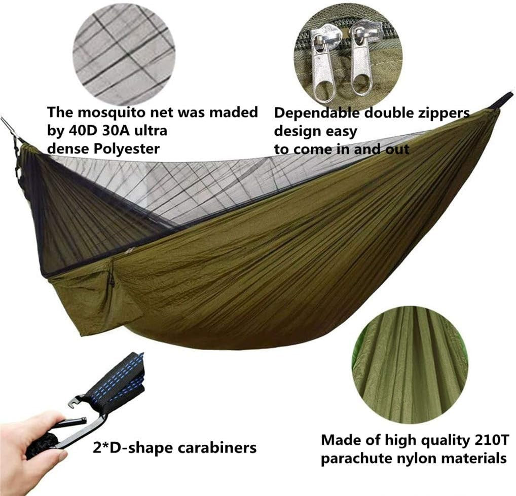 Camping Hammock with Rainfly Mosquito Net Waterproof Portable Outdoor Sleeping B