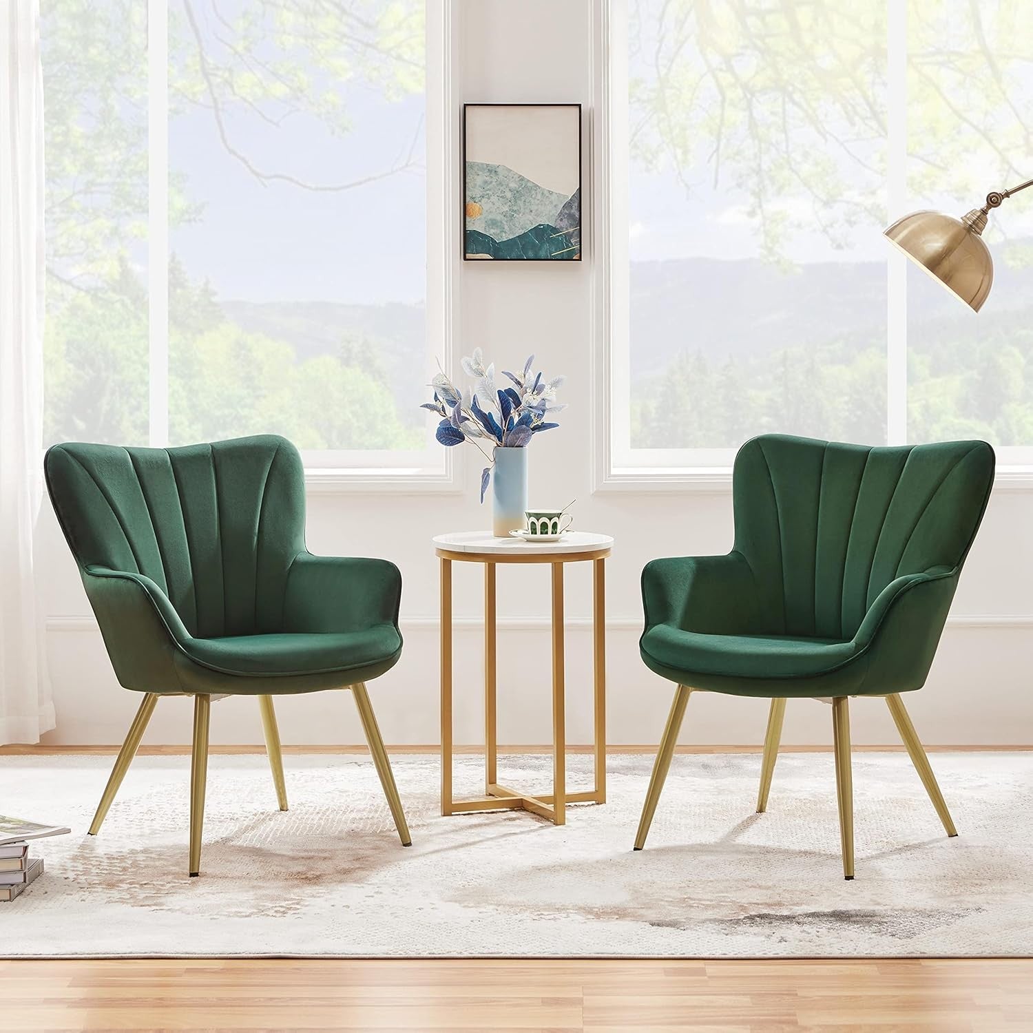 Green Velvet Tub Chair Set of 2 – Modern Upholstered Accent Seating