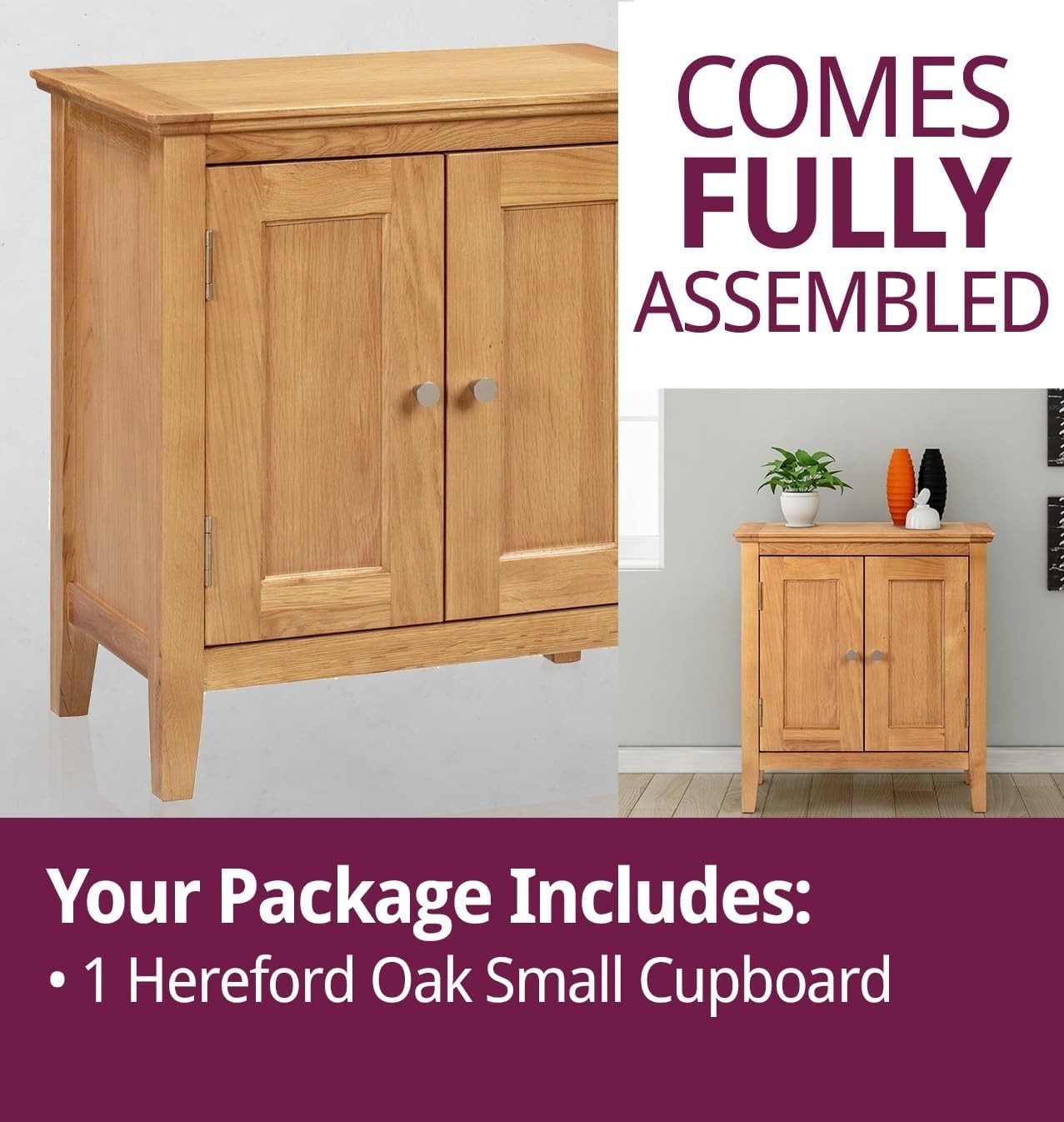 Small Solid Oak Shoe Cabinet with Adjustable Shelf, Stylish Hallway Storage