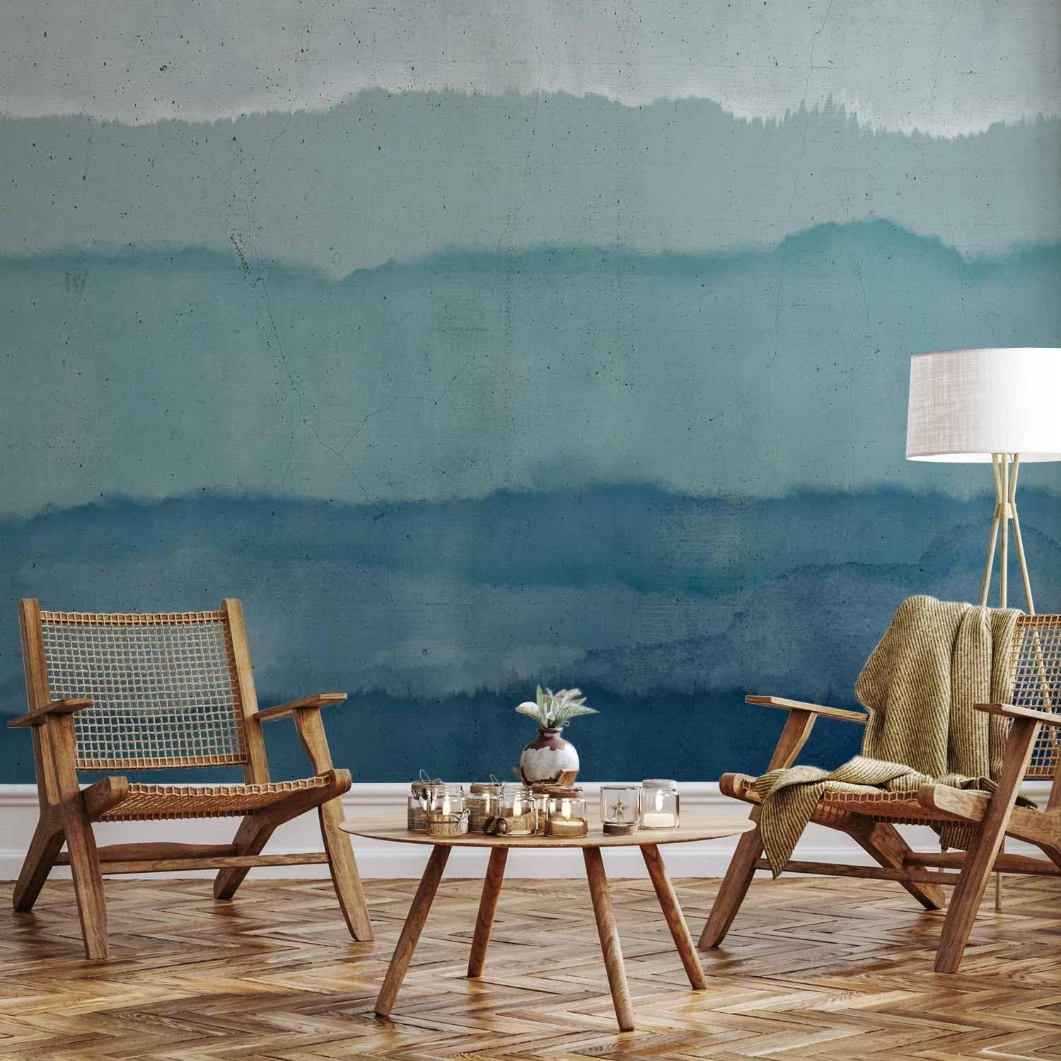 Large Abstract Ocean Wave Wallpaper Blue Grey Modern Wall Mural 400x280cm