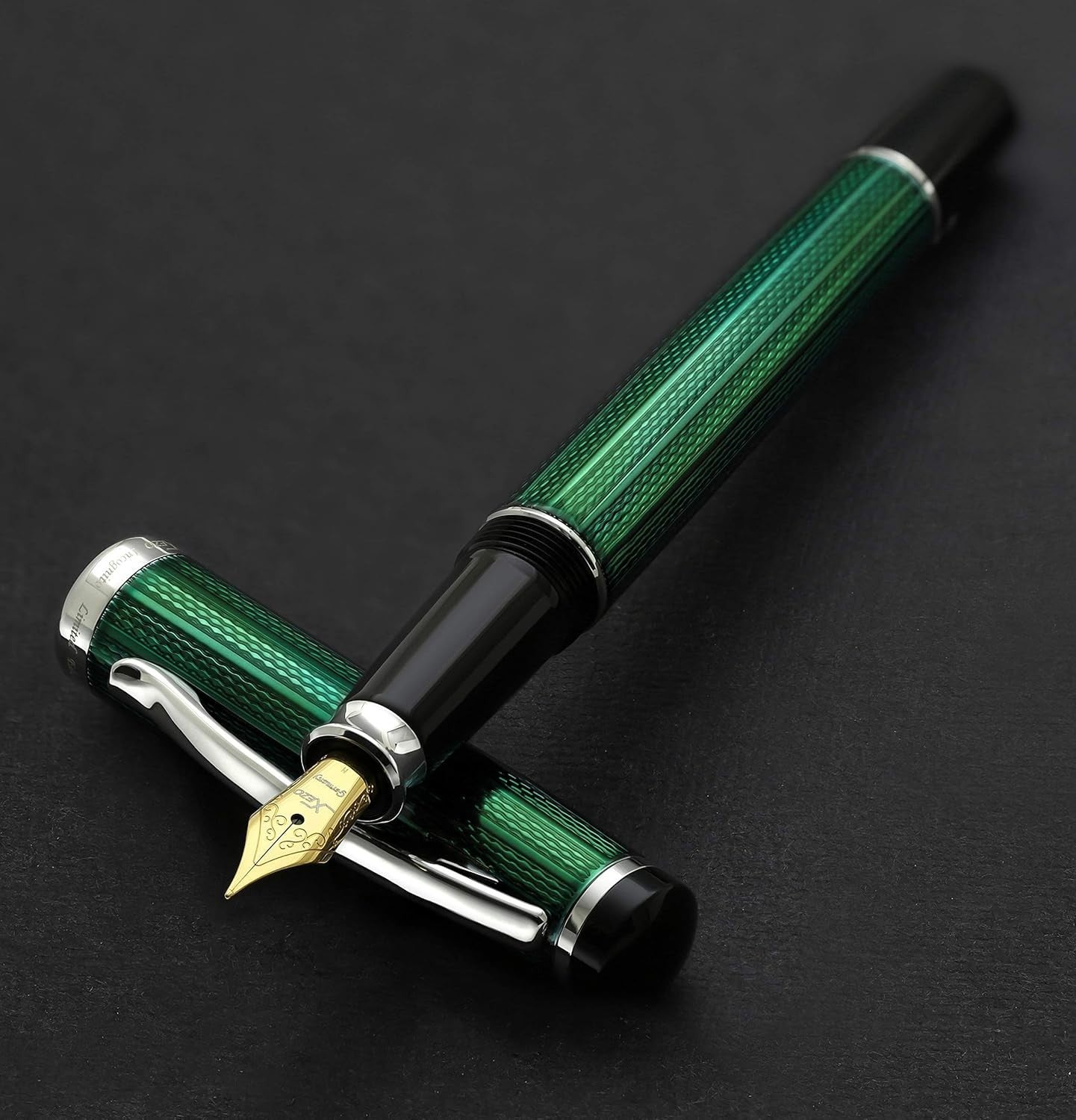 Forest Green Fountain Pen Medium Nib Handcrafted Smooth Writing Set