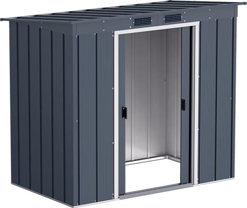 Metal Garden Storage Shed 6x4ft Pent Roof Waterproof Outdoor, Shed Anthracite