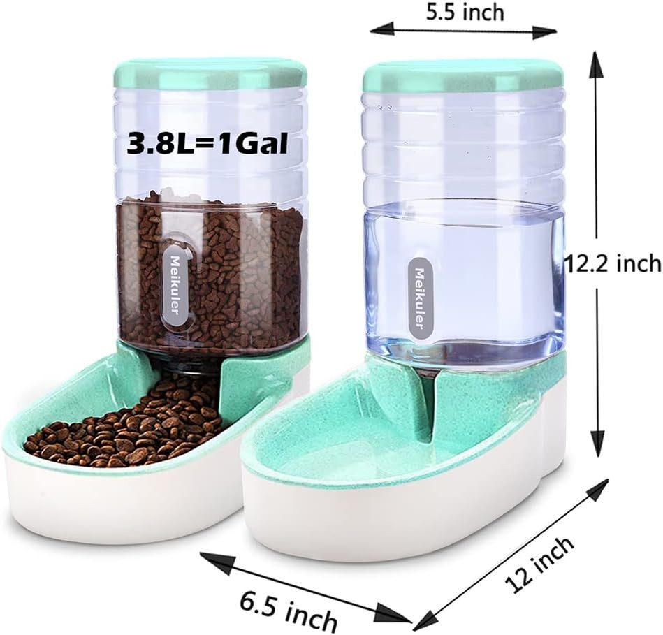 3.8L Automatic Pet Feeder Water Dispenser Set Gravity Food Station