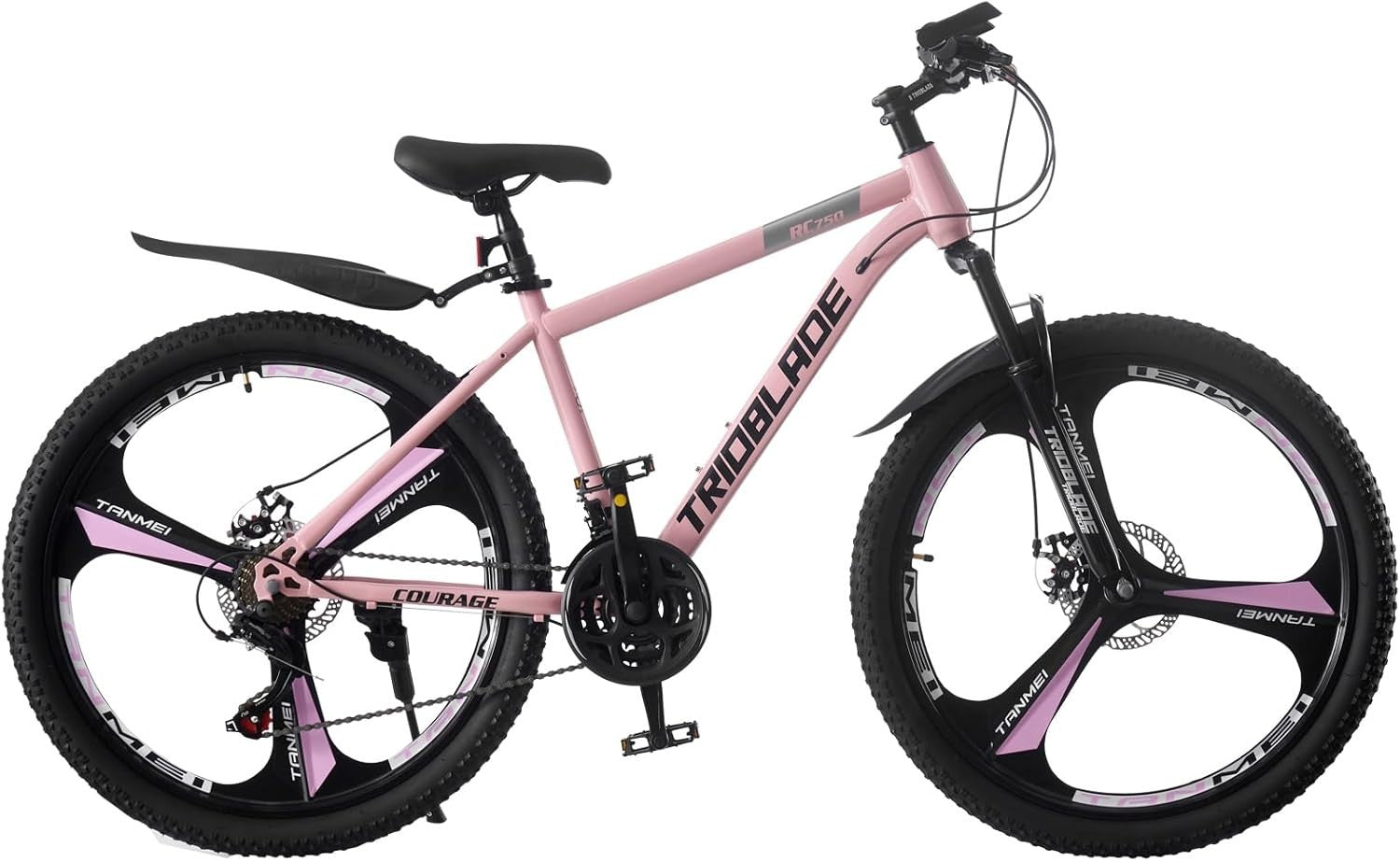 26" Pink Mountain Bike 21 Speed Dual Disc Brakes Lightweight Adult MTB